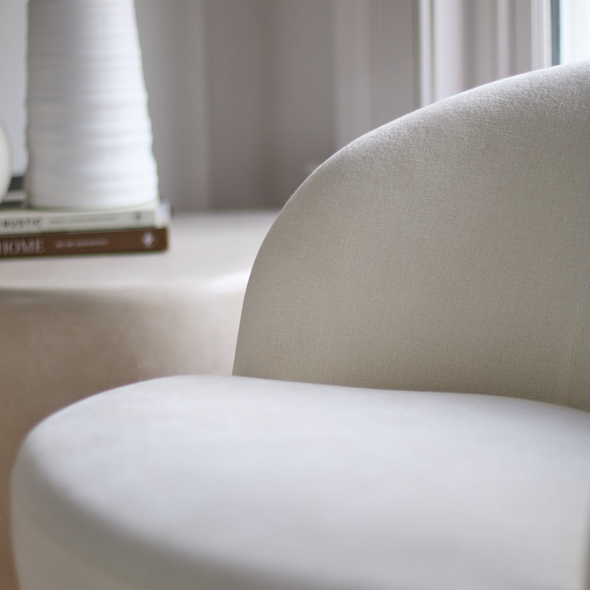Sawyer 68cm Swivel Armchair & Alder 45cm Footstool - Oyster White — view 2