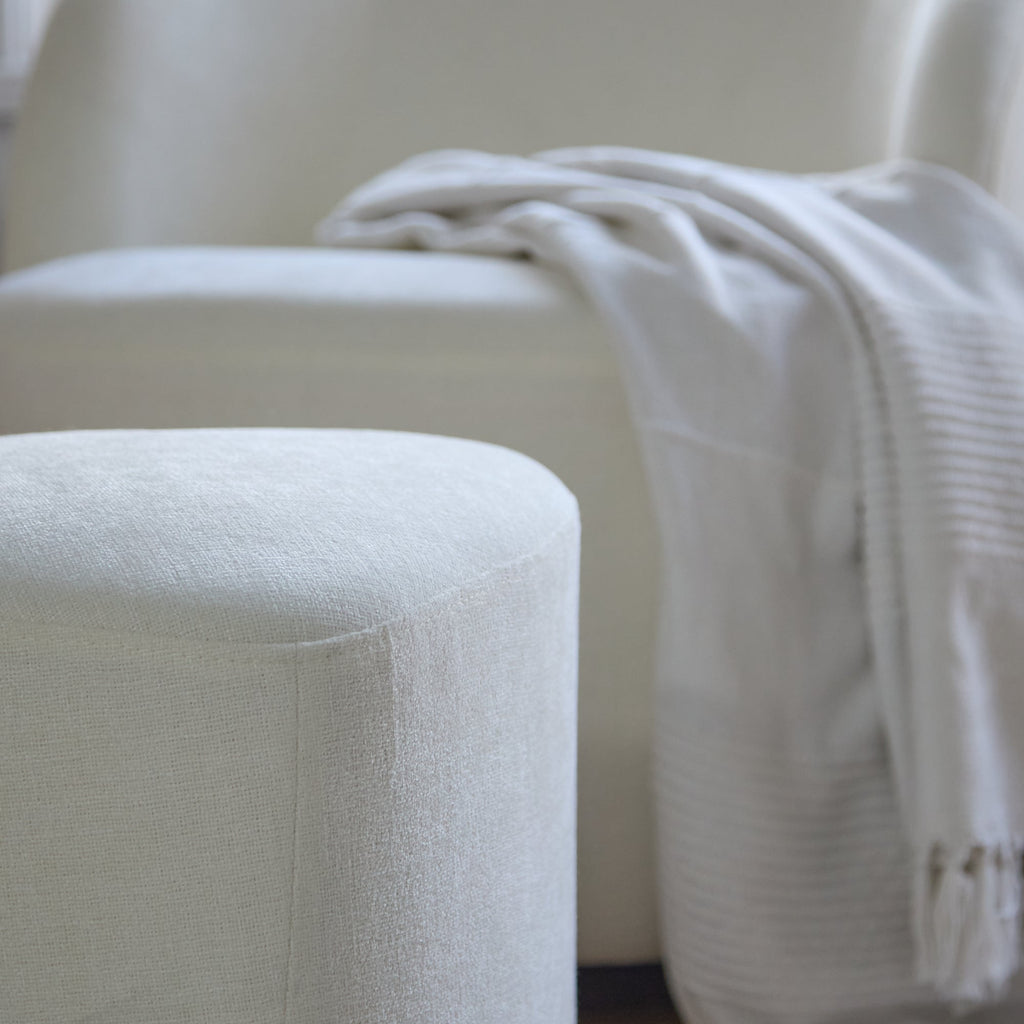 Sawyer 68cm Swivel Armchair & Alder 45cm Footstool - Oyster White — view 5