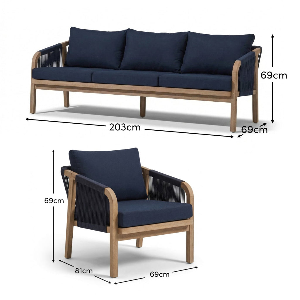 Shiro 5 Seater Garden Sofa - Navy — view 9