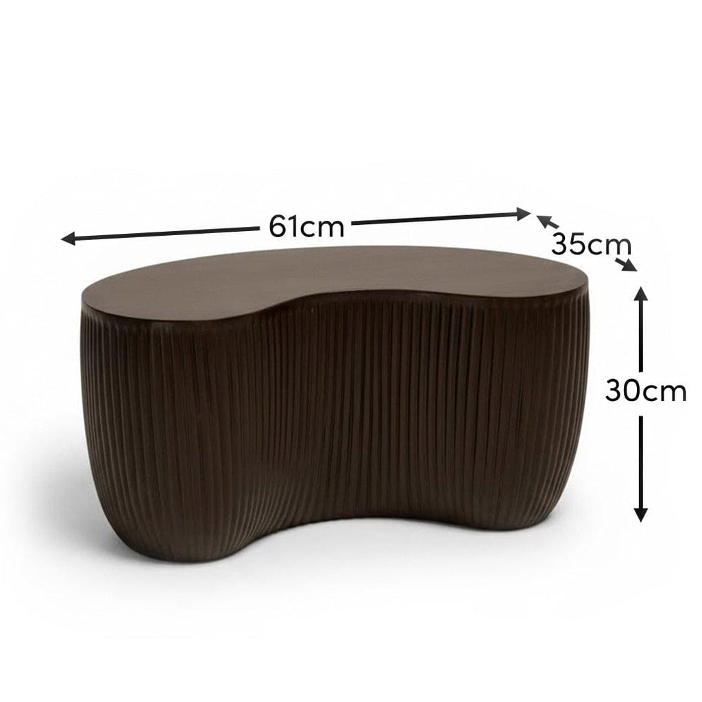 Sohan 61cm Kidney Garden Concrete Coffee Table - Set of 2 - Lava Black — view 8