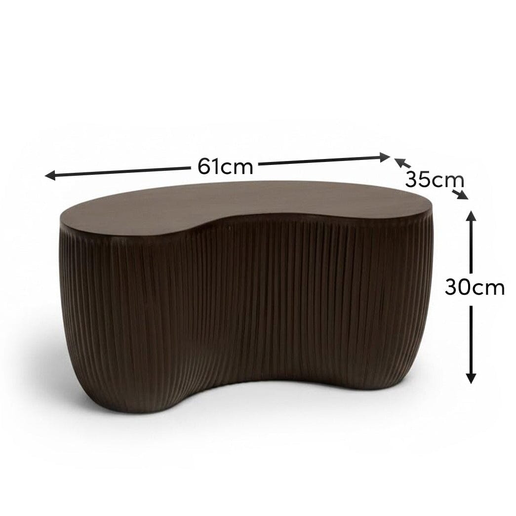Sohan 61cm Kidney Garden Concrete Coffee Table - Set of 2 - Lava Black — view 8