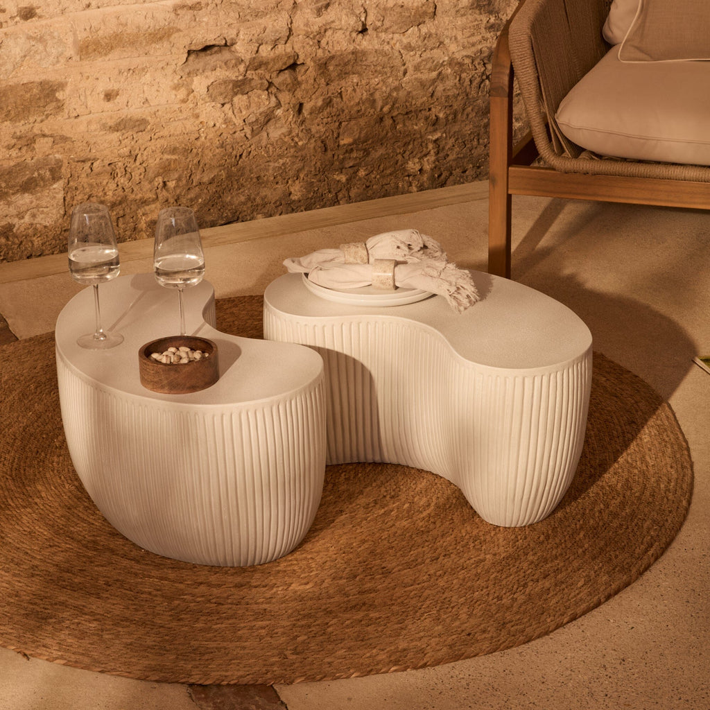 Sohan 61cm Kidney Garden Concrete Coffee Table - Set of 2 - Sand — coffee table from 2nd Time Around