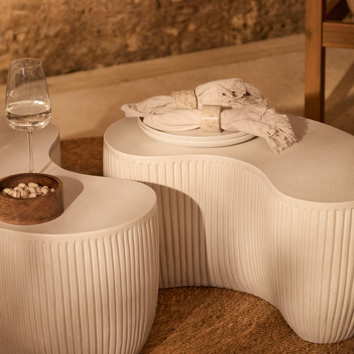 Sohan 61cm Kidney Garden Concrete Coffee Table - Set of 2 - Sand — view 6