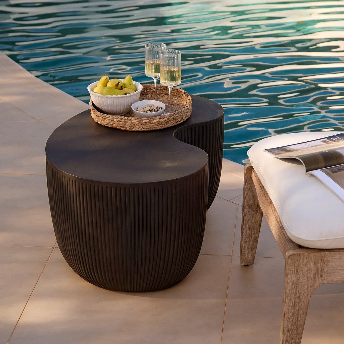 Sohan Kidney Garden Coffee Table - Lava Black - 84cm — coffee table from 2nd Time Around