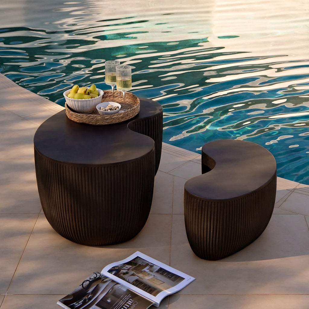 Sohan Kidney Garden Coffee Table - Lava Black - 84cm — view 2