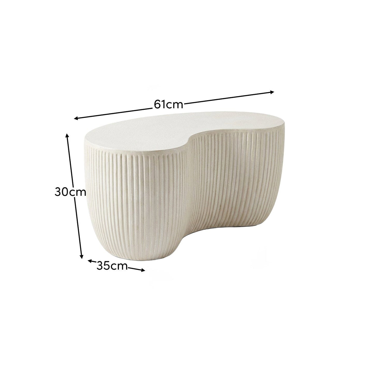 Sohan 61cm Kidney Garden Concrete Coffee Table - Set of 2 - Sand — view 8