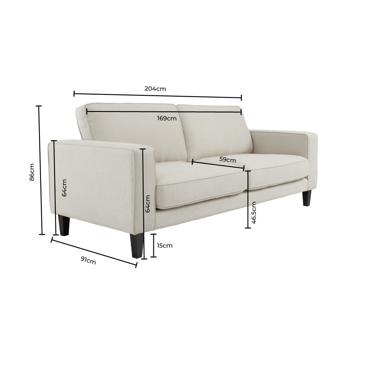 Soho 3 Seater Sofa - Sand Stripe — view 9