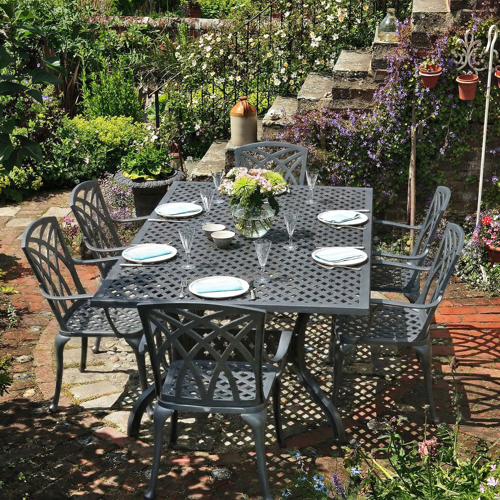 Sophia Table 6 Seater Set - Slate Grey — garden dining set from 2nd Time Around