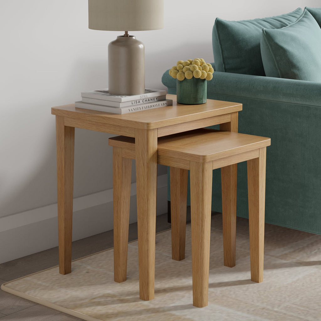 Durham Oak Nest of 2 Tables — view 2