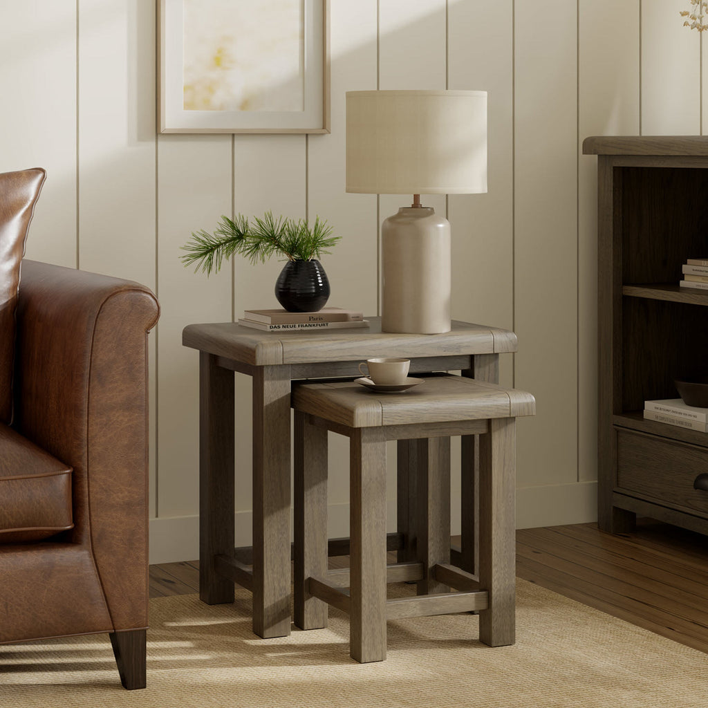 Taunton Smoked Oak Nest of 2 Tables — view 2