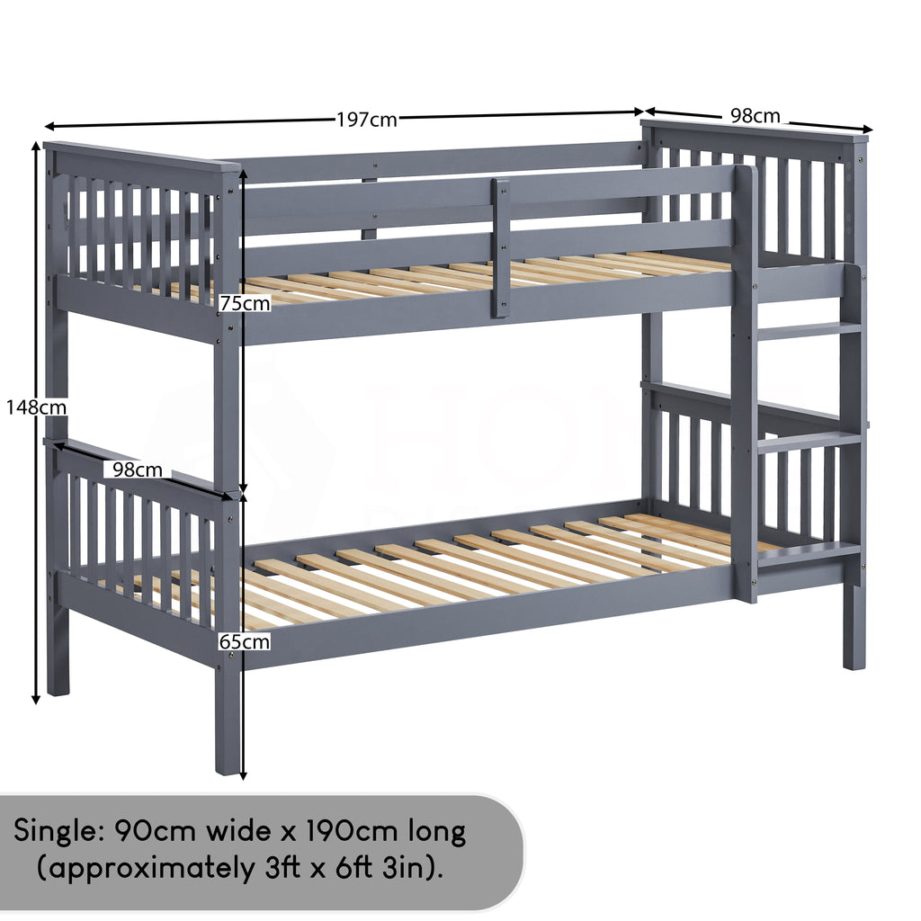 Milan Bunk Bed, Grey — view 2