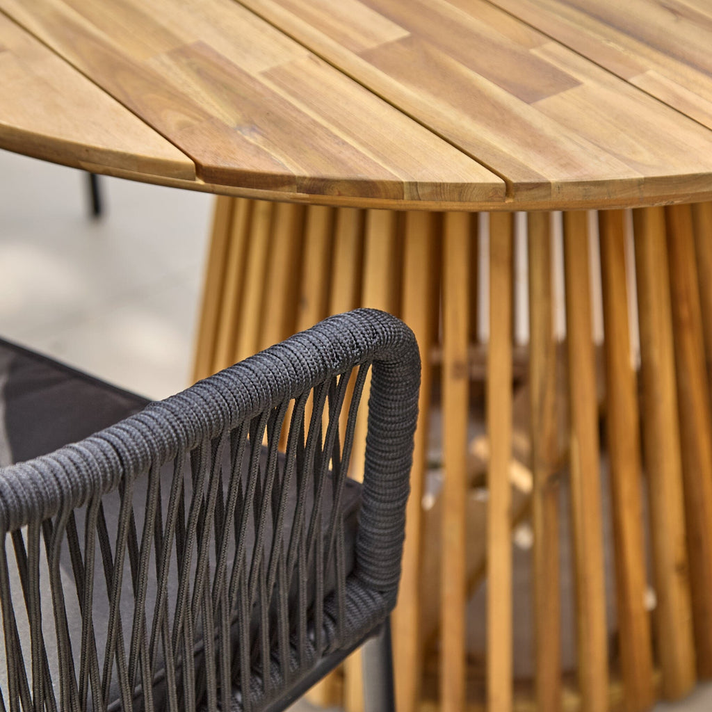 Willow 4 Seater Round Wooden Garden Dining Set - Hali Black Chairs — view 6
