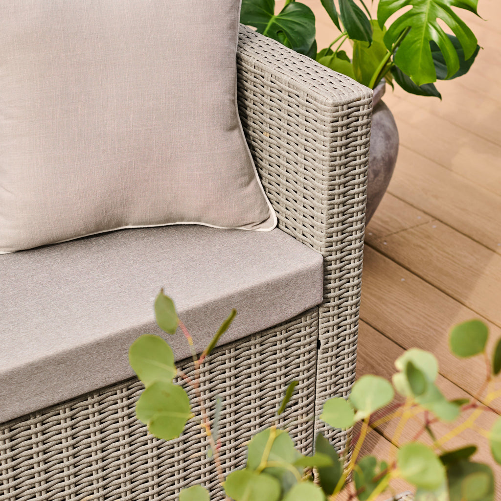 Weston 4 Seater Rattan Garden Corner Sofa Set - Light Grey with Stone Grey Cushions — view 9