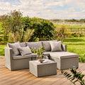 Weston 4 Seater Rattan Garden Corner Sofa Set - Light Grey with Stone Grey Cushions — garden sofa from 2nd Time Around