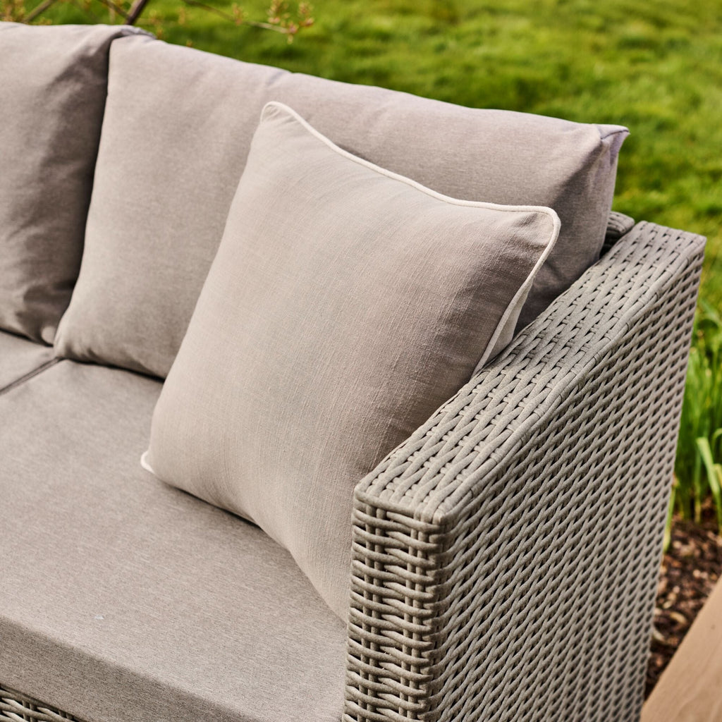Weston 4 Seater Rattan Garden Corner Sofa Set - Light Grey with Stone Grey Cushions — view 7