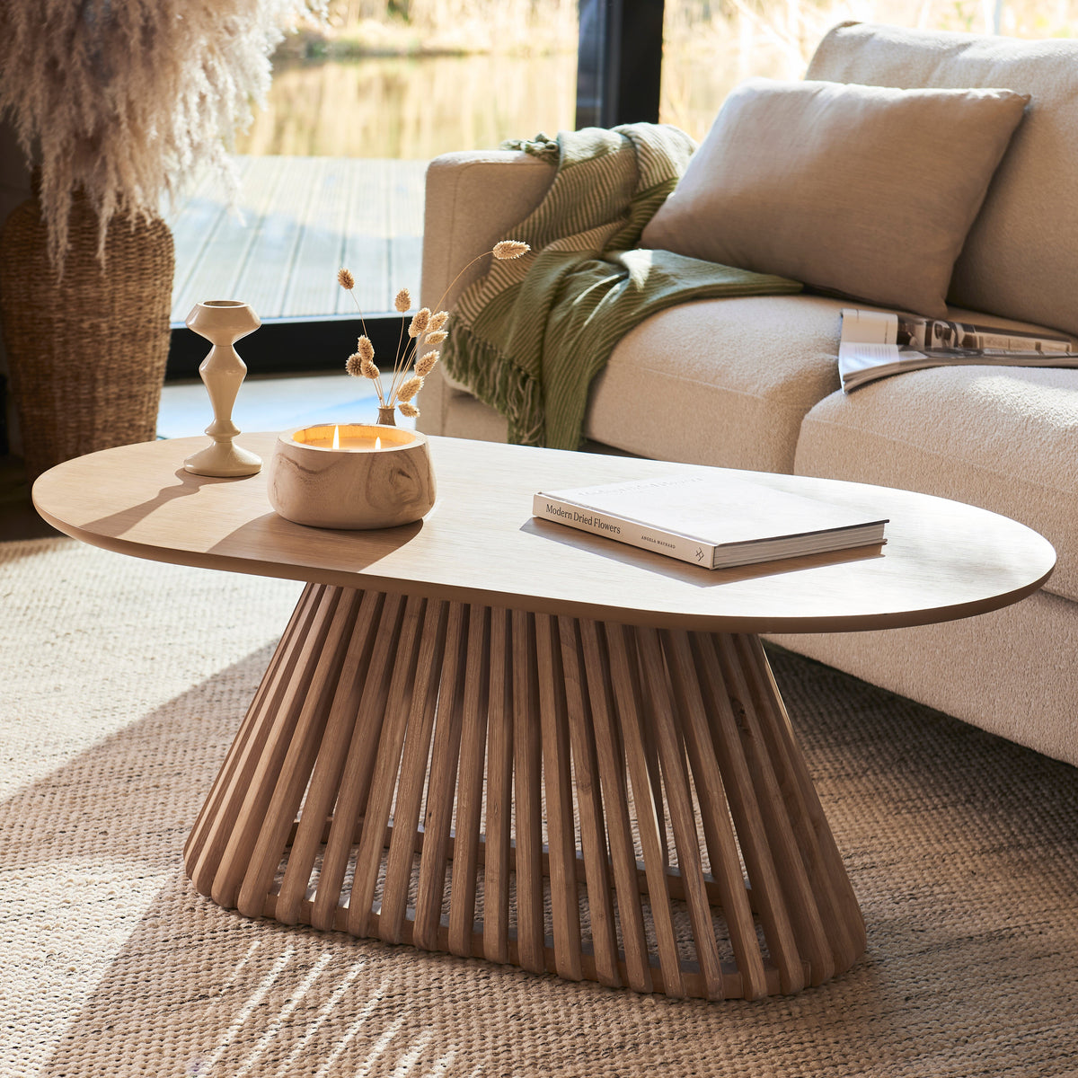 Willow Whitewash Oval Coffee Table — view 2