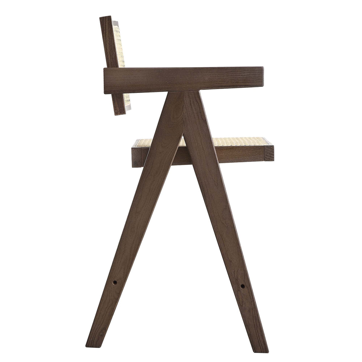 Jeanne Dark Walnut Cane Rattan Solid Beech Wood Counter Stool — view 6
