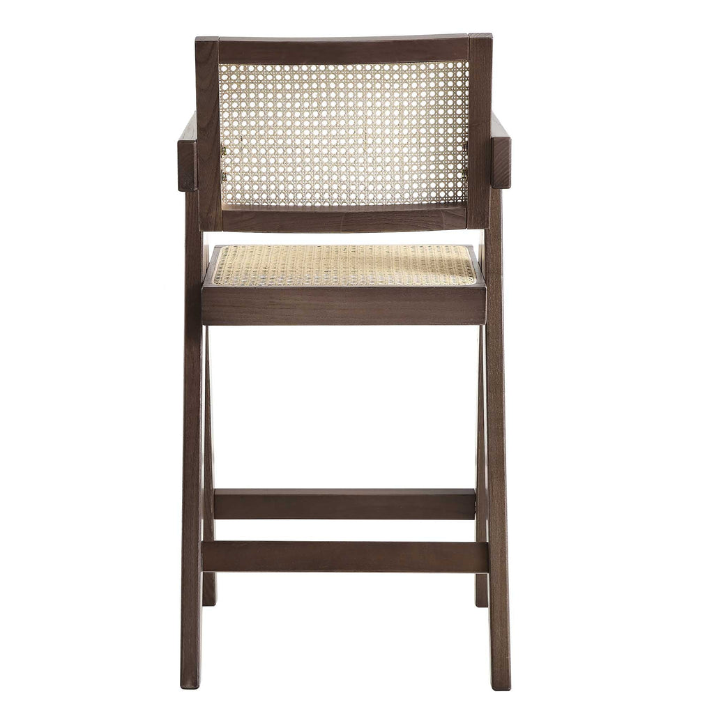 Jeanne Dark Walnut Cane Rattan Solid Beech Wood Counter Stool — view 8