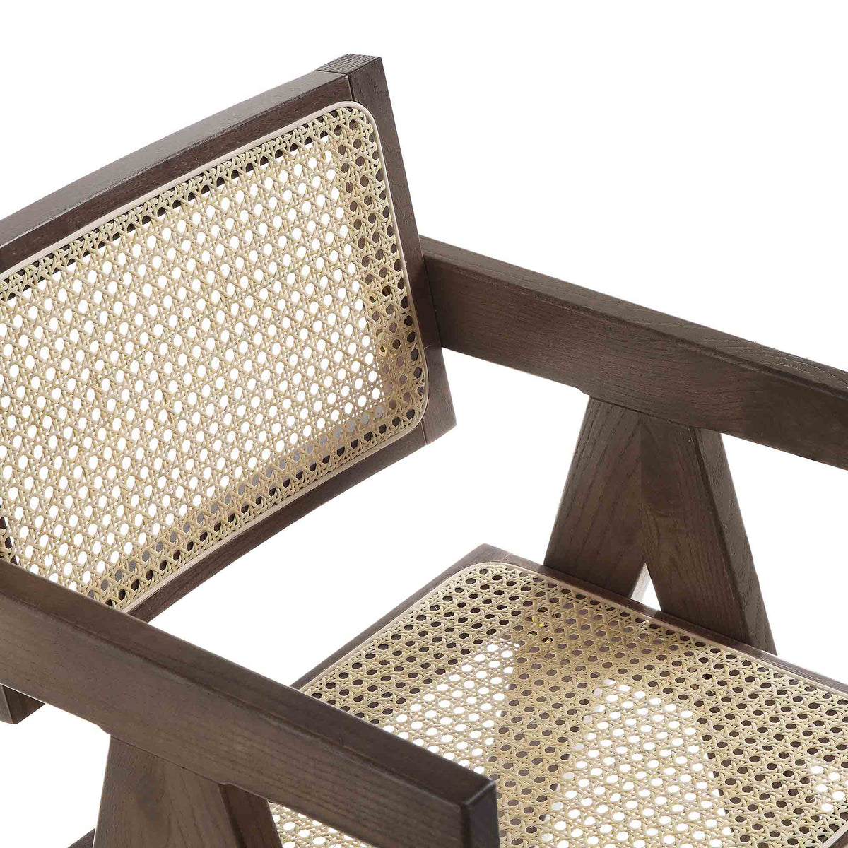Jeanne Dark Walnut Cane Rattan Solid Beech Wood Counter Stool — view 9