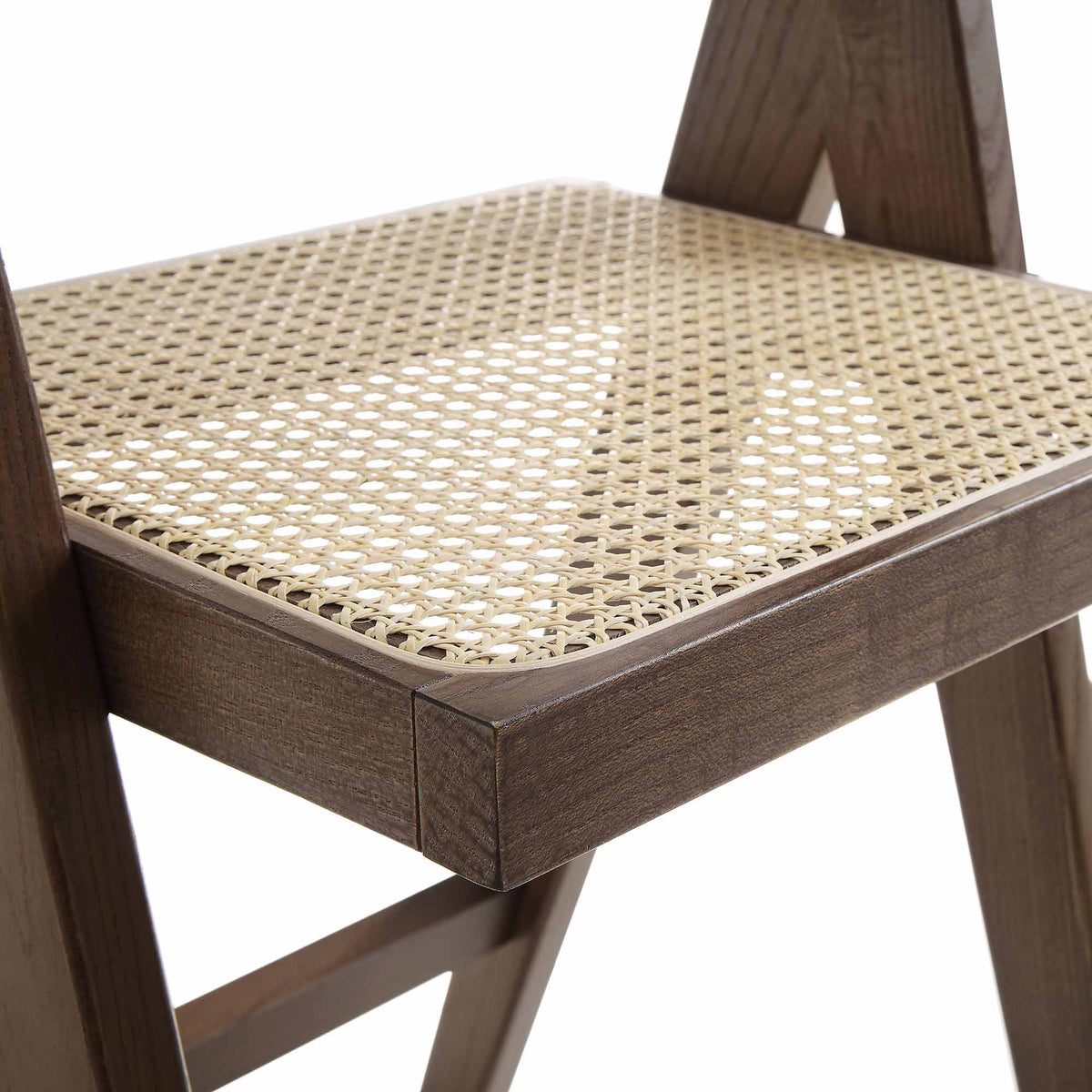 Jeanne Dark Walnut Cane Rattan Solid Beech Wood Counter Stool — view 10