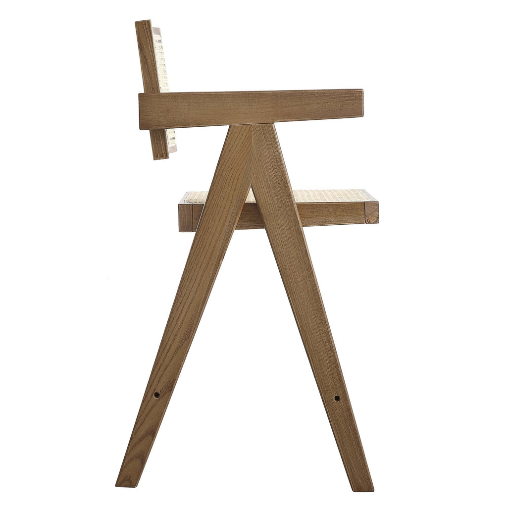 Jeanne Light Walnut Cane Rattan Solid Beech Wood Counter Stool — view 7