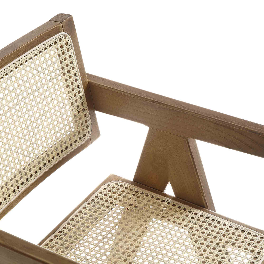 Jeanne Light Walnut Cane Rattan Solid Beech Wood Counter Stool — view 9