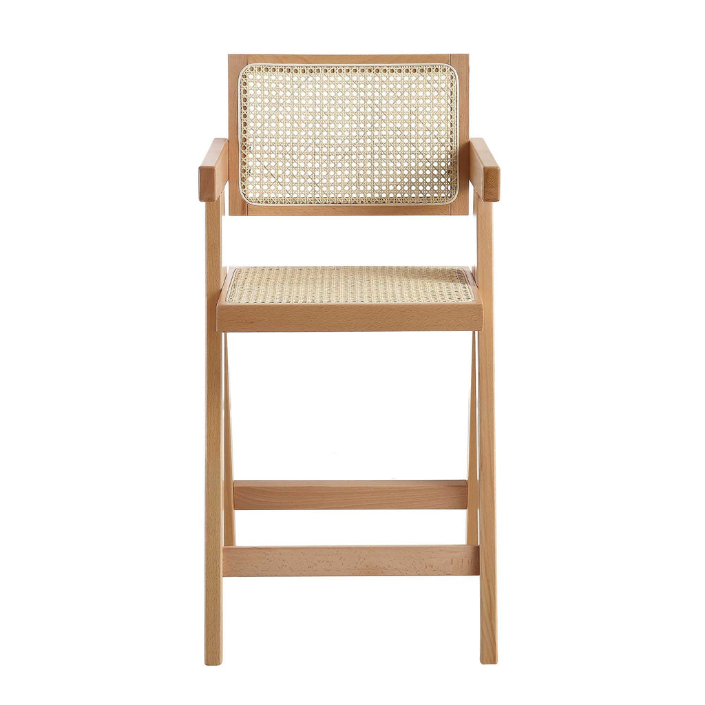 Jeanne Natural Colour Cane Rattan Solid Beech Wood Counter Stool — view 4