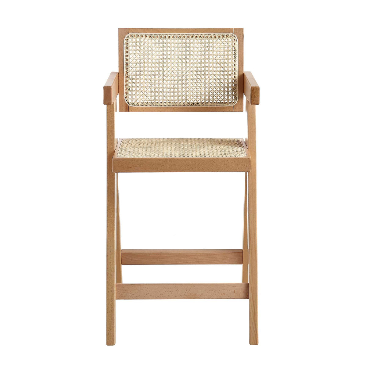 Jeanne Natural Colour Cane Rattan Solid Beech Wood Counter Stool — view 4