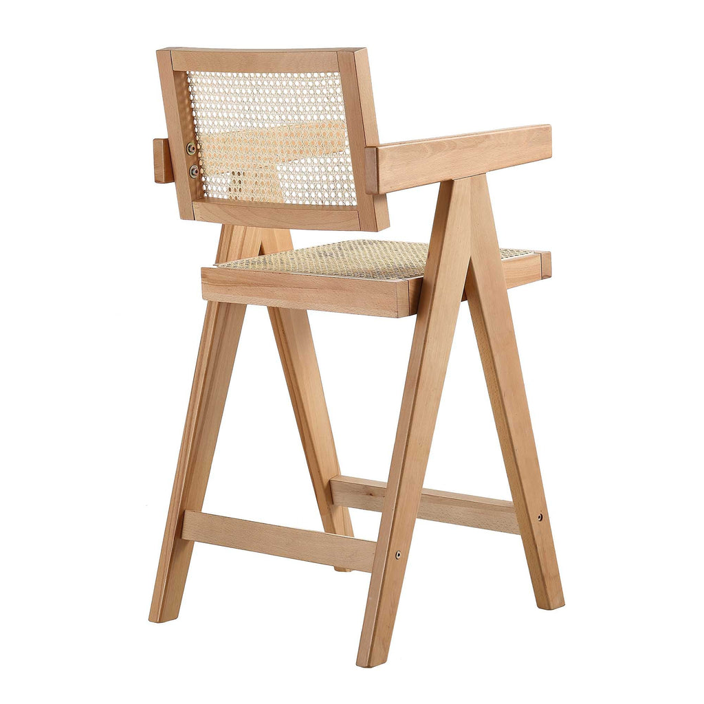 Jeanne Natural Colour Cane Rattan Solid Beech Wood Counter Stool — view 6