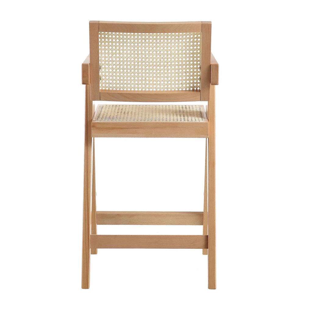 Jeanne Natural Colour Cane Rattan Solid Beech Wood Counter Stool — view 8