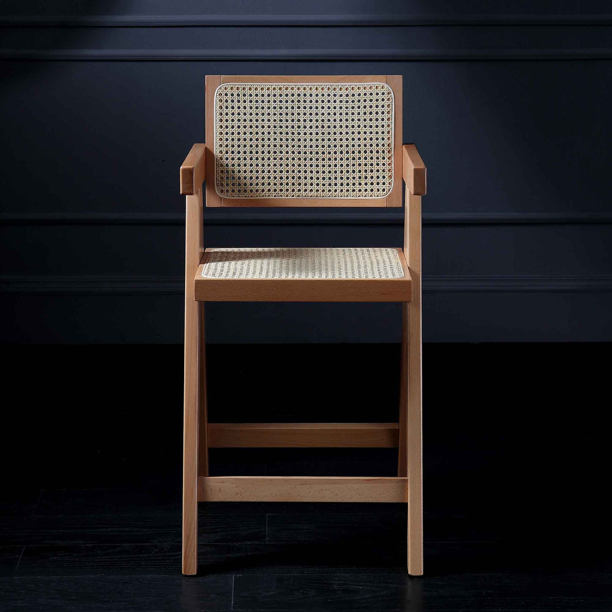 Jeanne Natural Colour Cane Rattan Solid Beech Wood Counter Stool — view 2