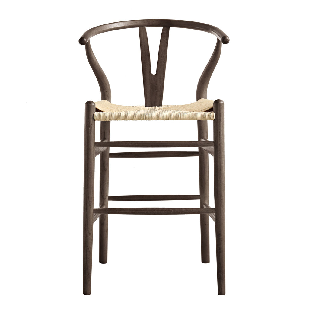 Hansel Wooden Natural Weave Counter Stool, Dark Walnut Colour Frame — bar stool from 2nd Time Around