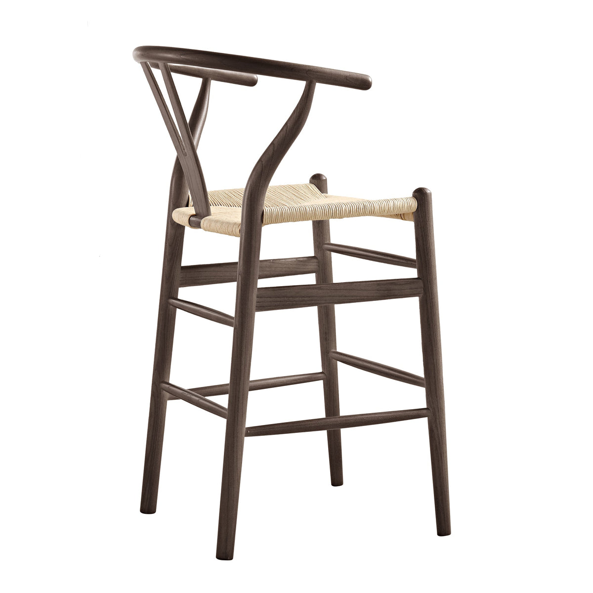 Hansel Wooden Natural Weave Counter Stool, Dark Walnut Colour Frame — view 6