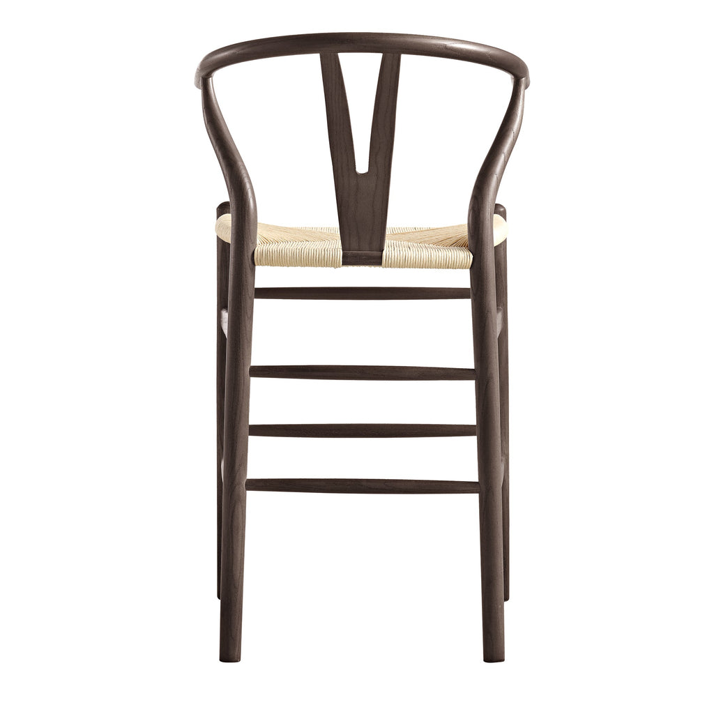 Hansel Wooden Natural Weave Counter Stool, Dark Walnut Colour Frame — view 7