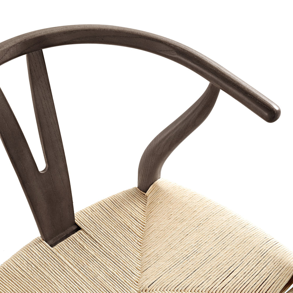 Hansel Wooden Natural Weave Counter Stool, Dark Walnut Colour Frame — view 8