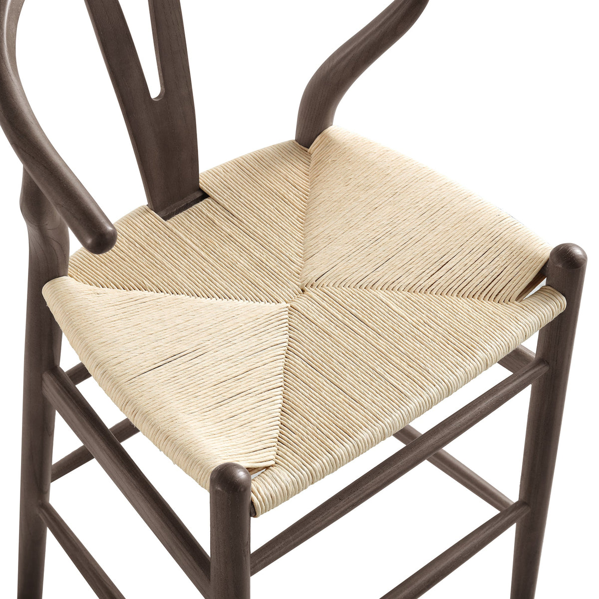Hansel Wooden Natural Weave Counter Stool, Dark Walnut Colour Frame — view 9