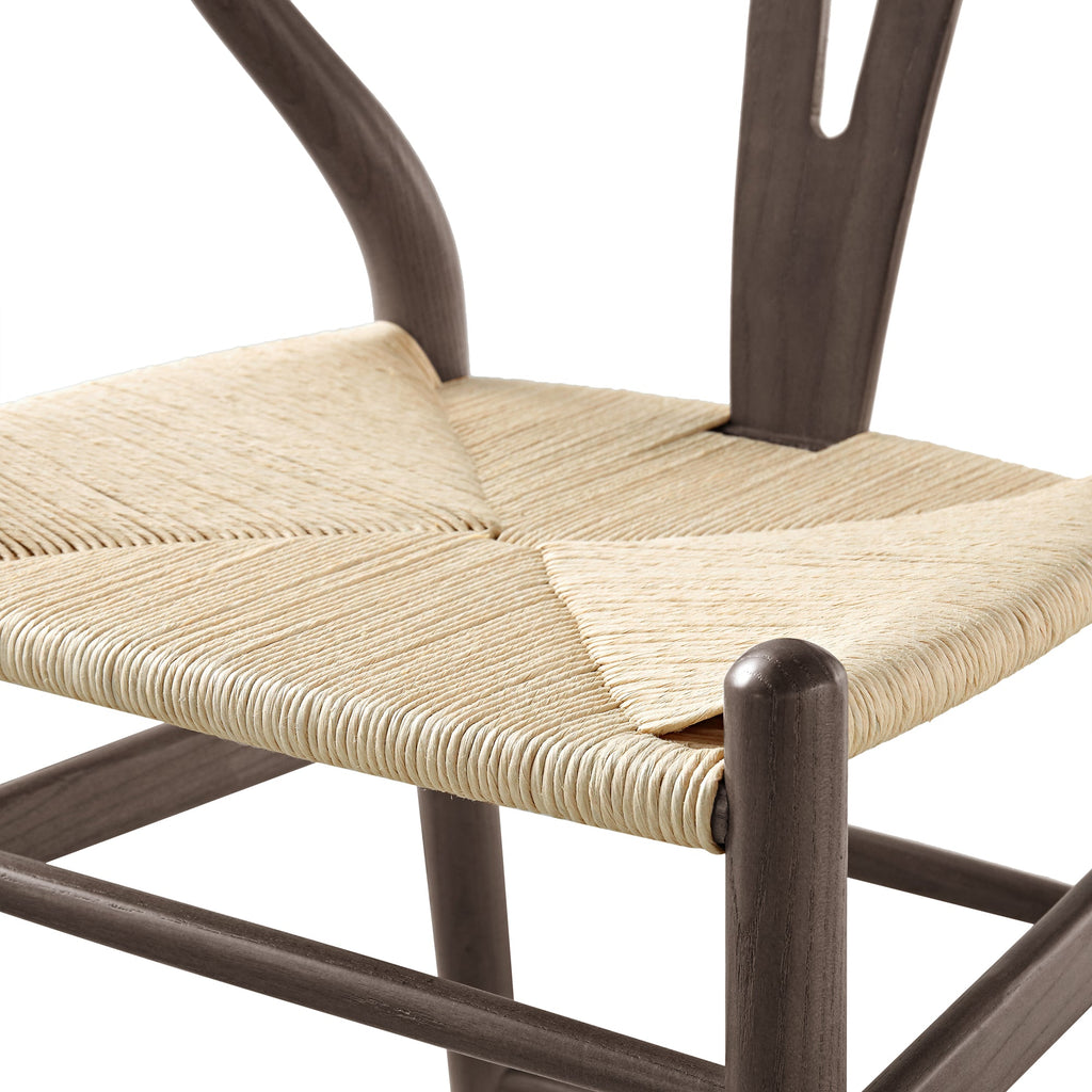 Hansel Wooden Natural Weave Counter Stool, Dark Walnut Colour Frame — view 10