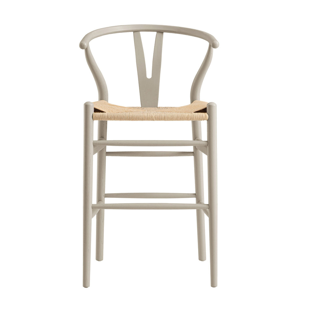 Hansel Wooden Natural Weave Counter Stool, Light Taupe Colour Frame — bar stool from 2nd Time Around