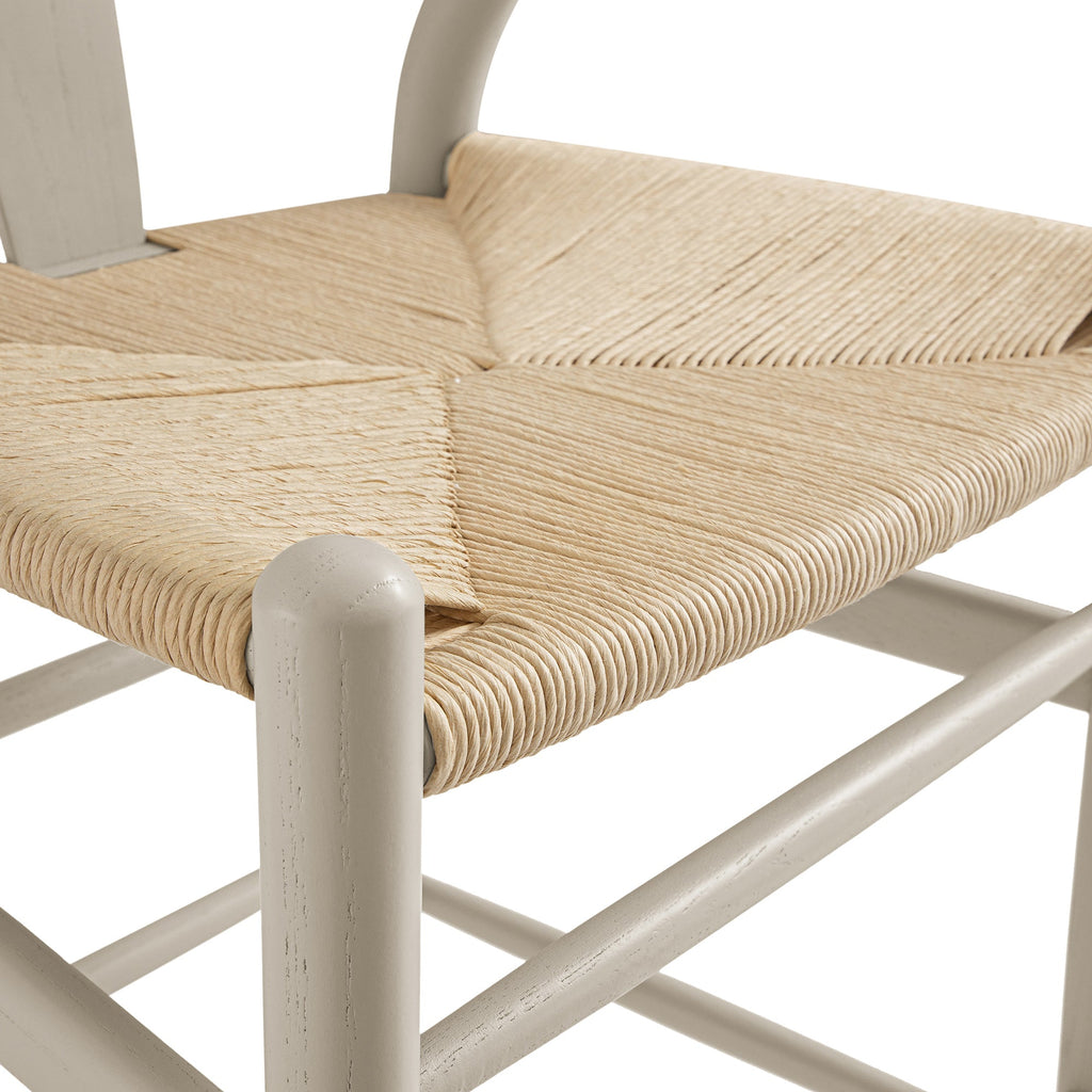 Hansel Wooden Natural Weave Counter Stool, Light Taupe Colour Frame — view 9