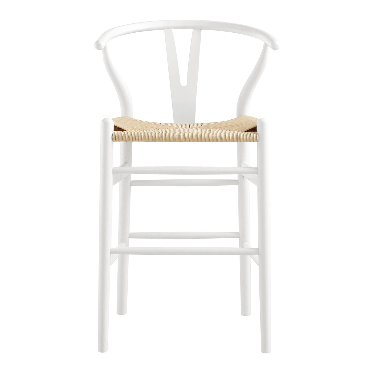 Hansel Wooden Natural Weave Counter Stool, White Frame — view 4