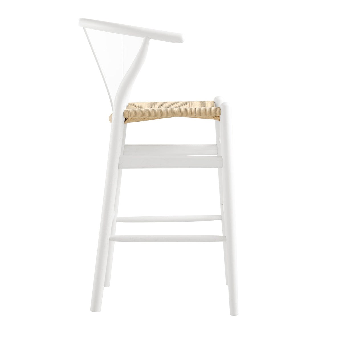 Hansel Wooden Natural Weave Counter Stool, White Frame — view 8