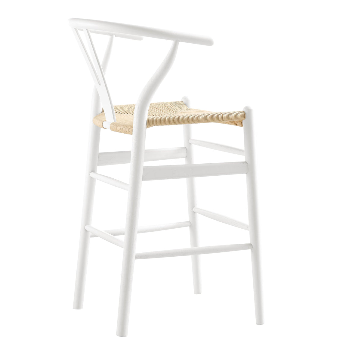 Hansel Wooden Natural Weave Counter Stool, White Frame — view 9