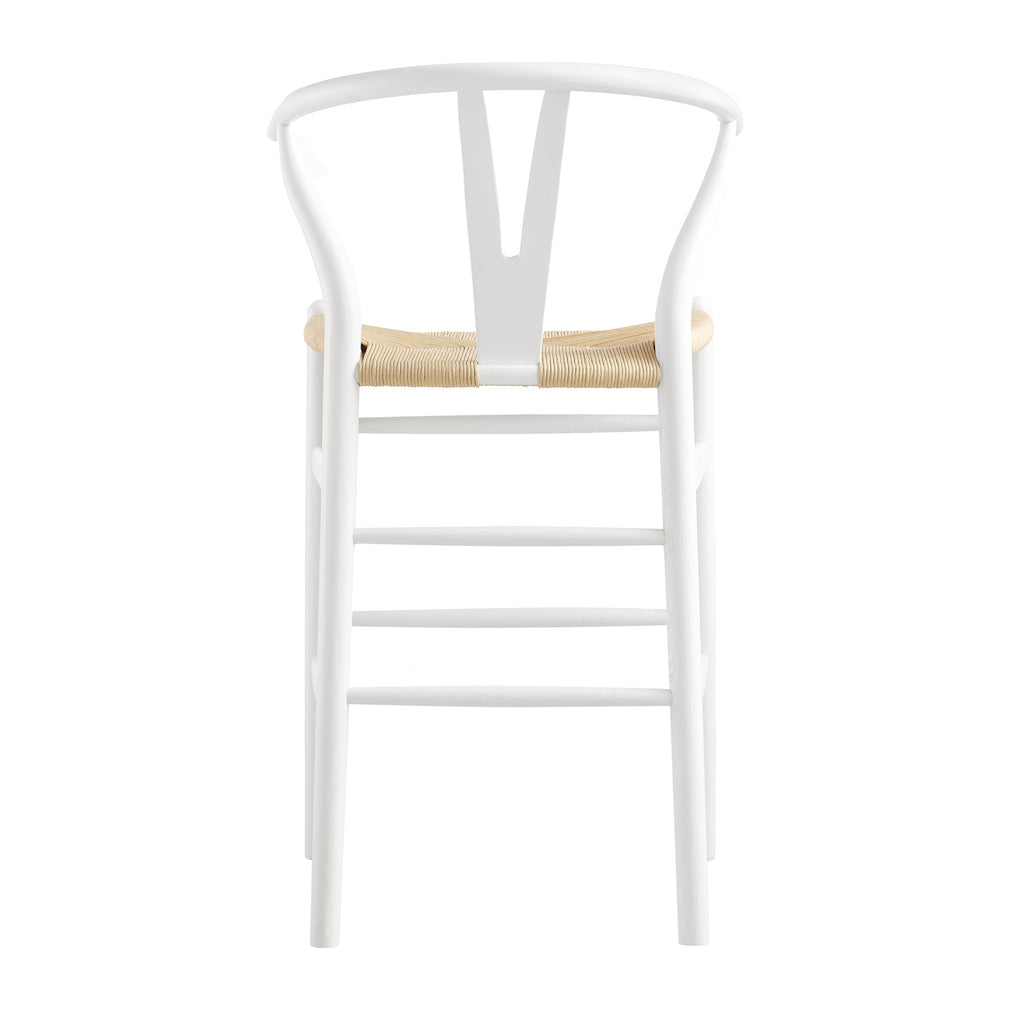 Hansel Wooden Natural Weave Counter Stool, White Frame — view 10