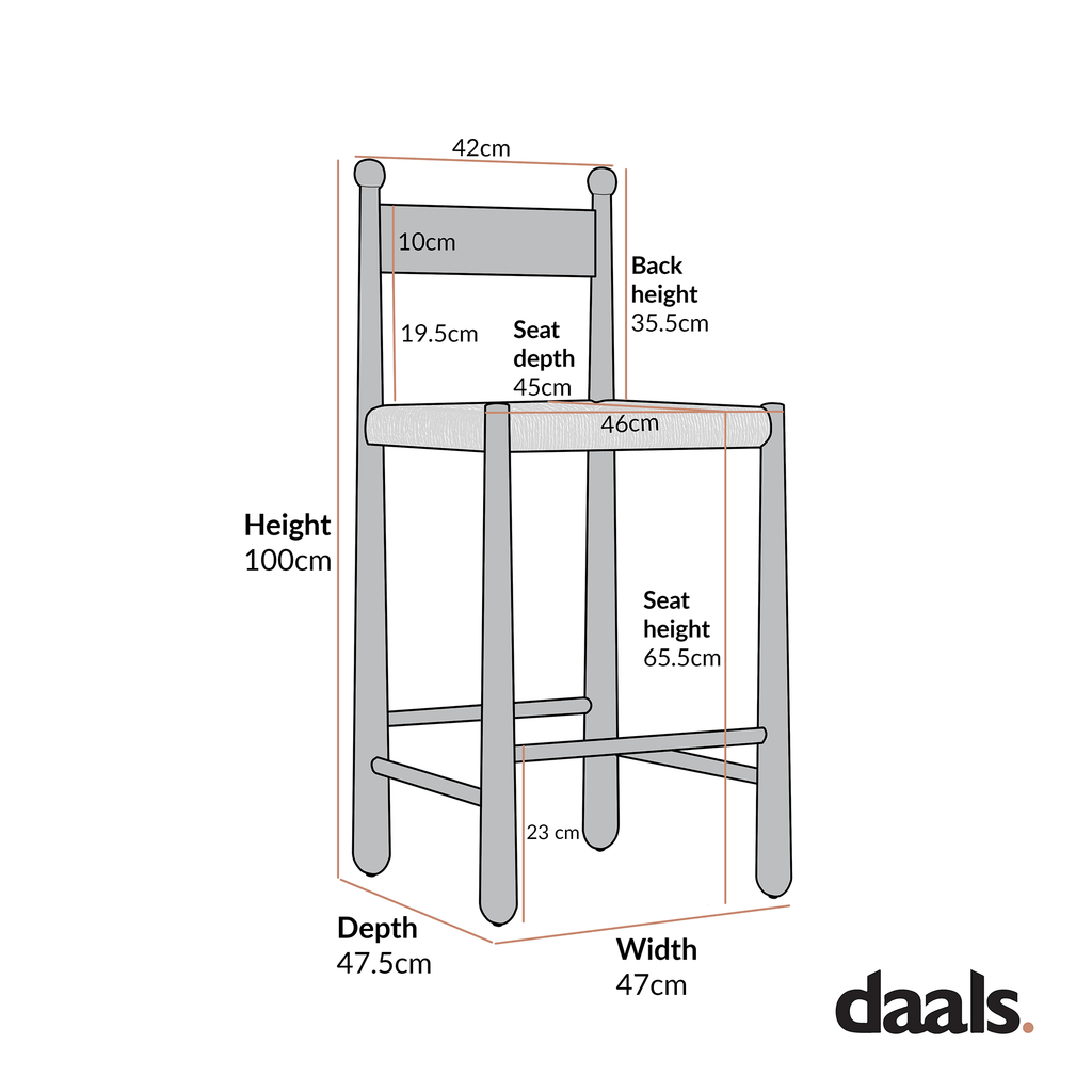 Tama Counter Stool, Ecru Boucle | Natural Oak Frame — view 9