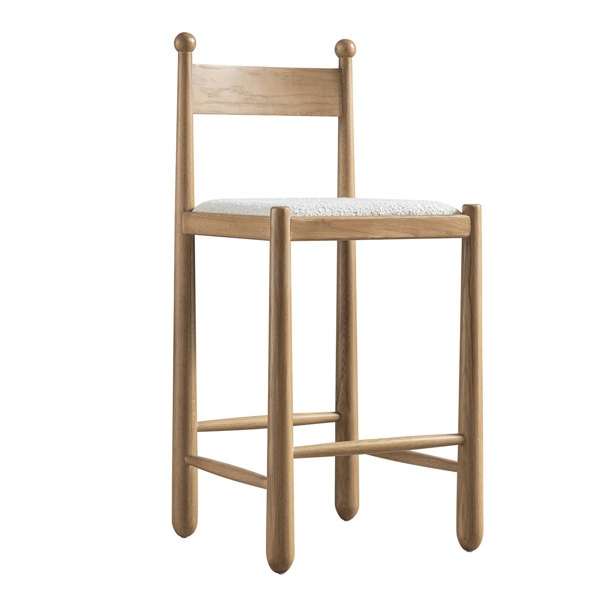 Tama Counter Stool, Ecru Boucle | Natural Oak Frame — view 8