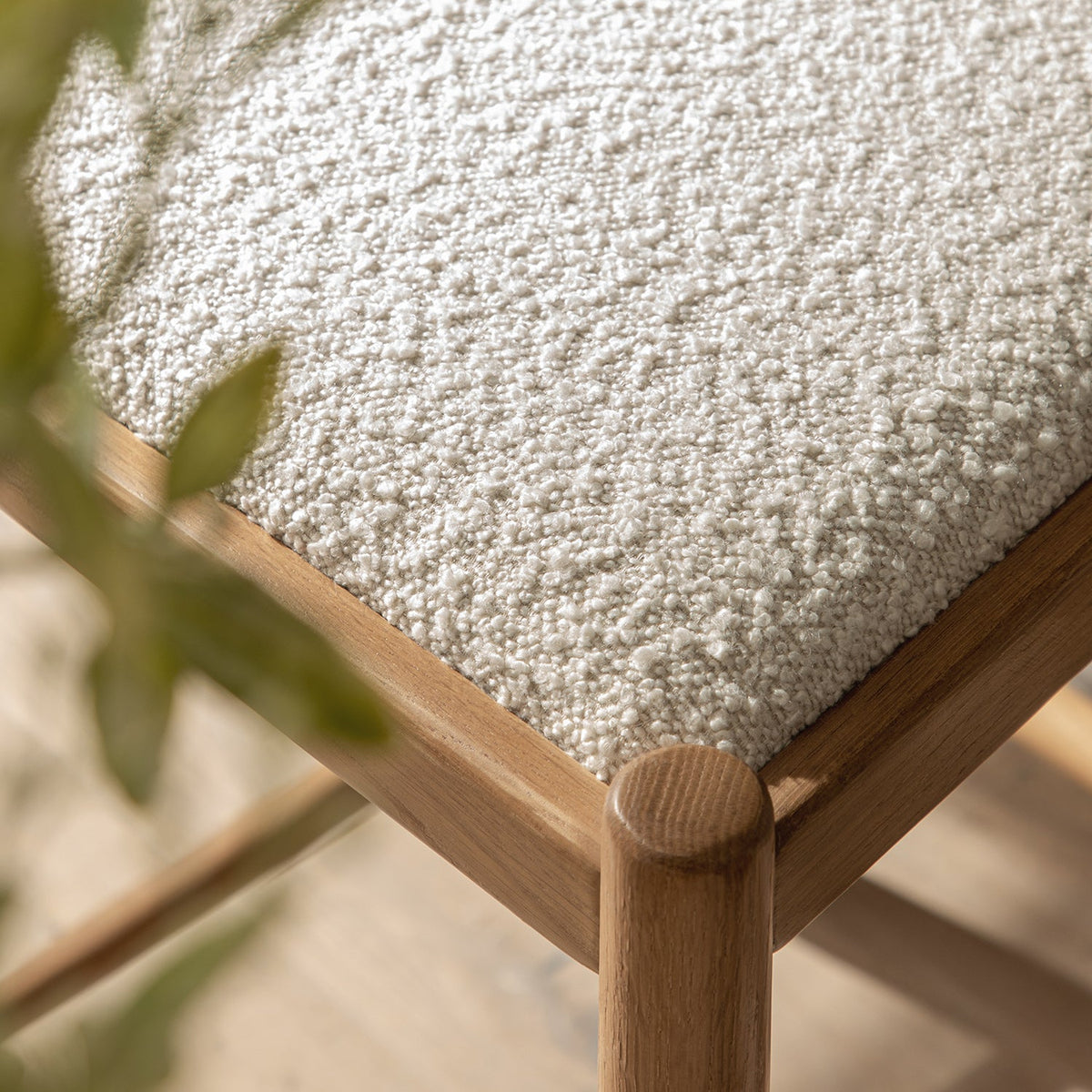 Tama Counter Stool, Ecru Boucle | Natural Oak Frame — view 4