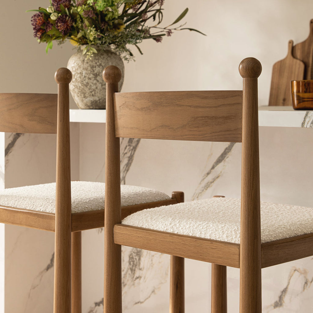 Tama Counter Stool, Ecru Boucle | Natural Oak Frame — view 5
