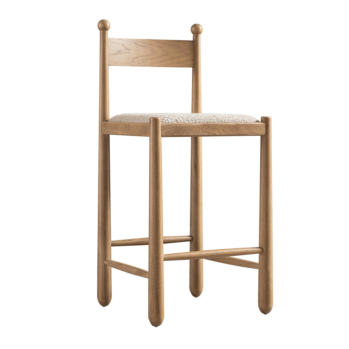 Tama Counter Stool, Light Taupe Boucle | Natural Oak Frame — view 9