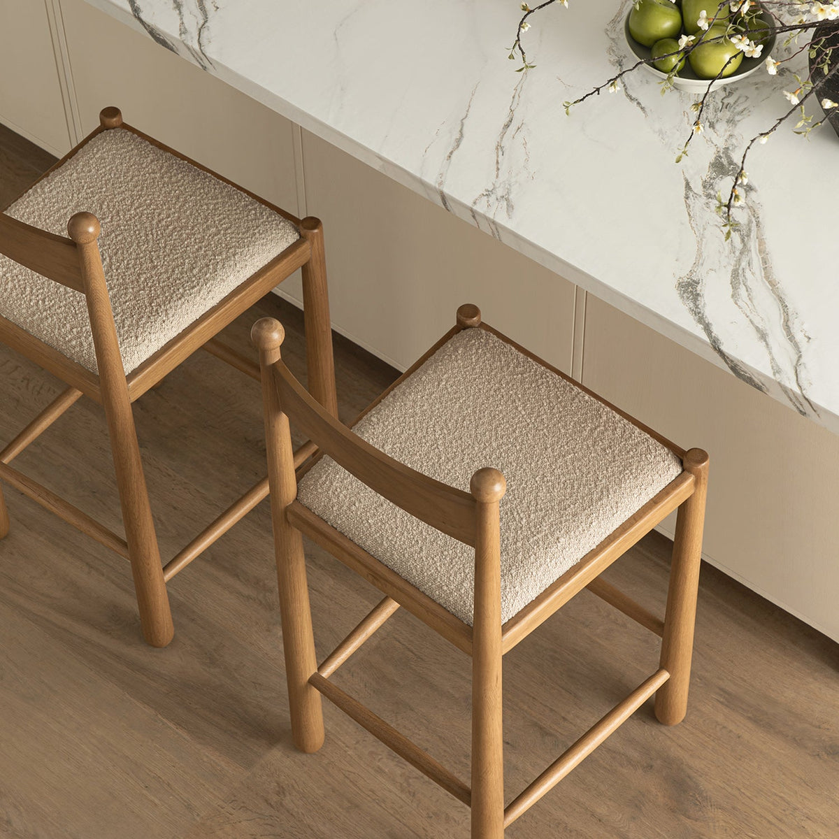 Tama Counter Stool, Light Taupe Boucle | Natural Oak Frame — view 4