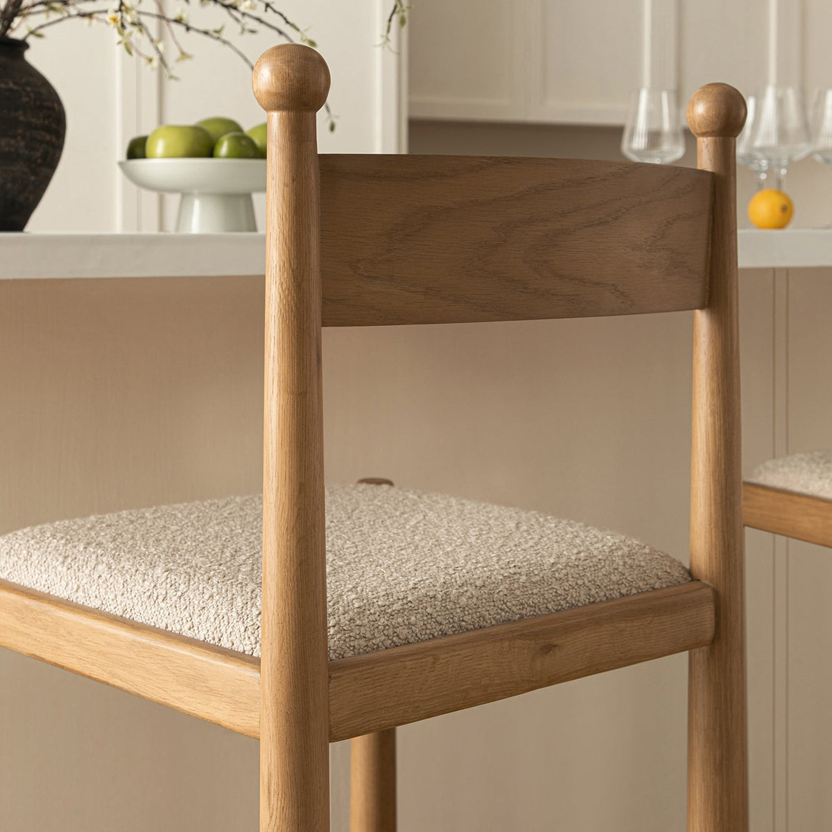 Tama Counter Stool, Light Taupe Boucle | Natural Oak Frame — view 5